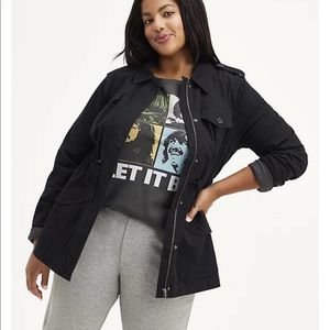 Torrid black lace up twill anorak - 4/4X